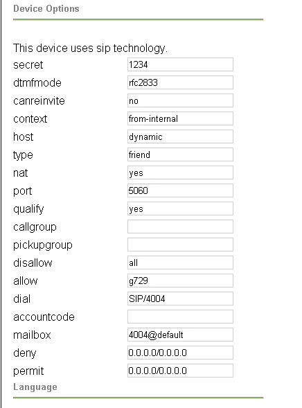Trixbox CE Device Options