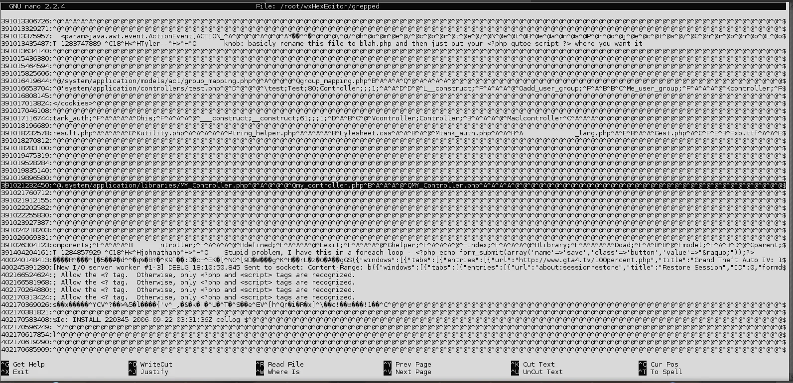 Hex editor filename search